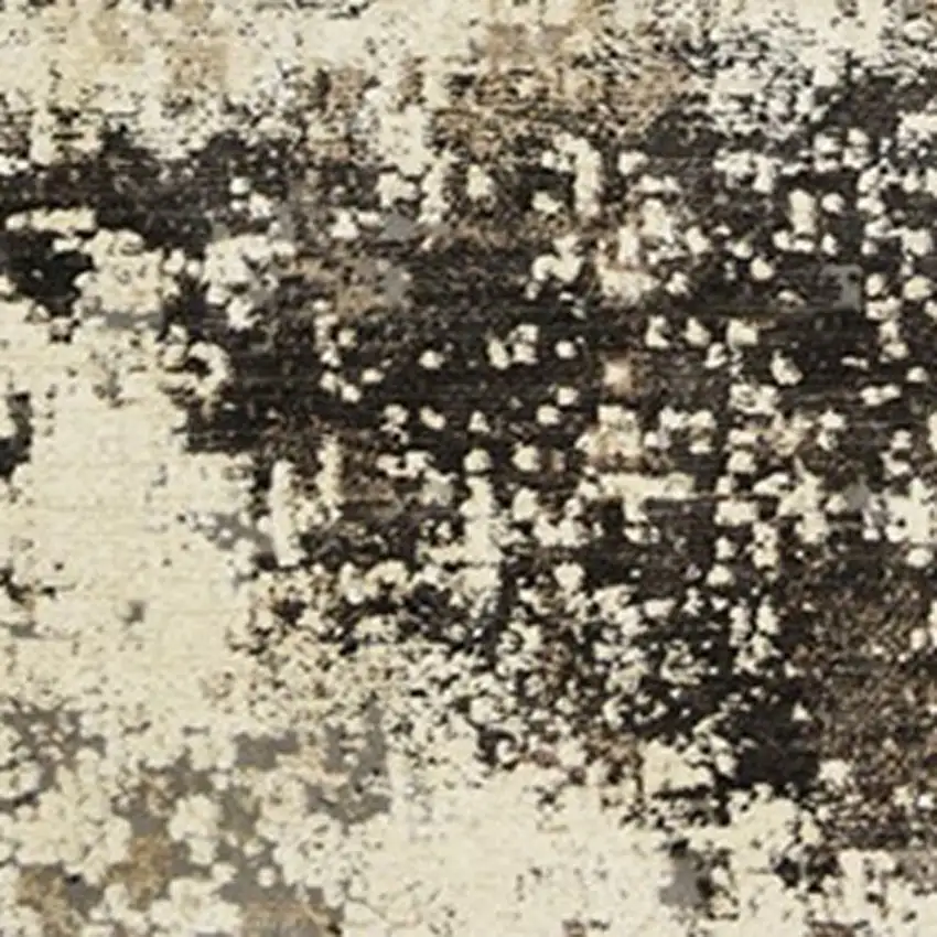 Black Abstract Distressed Area Rug With Fringe Photo 3