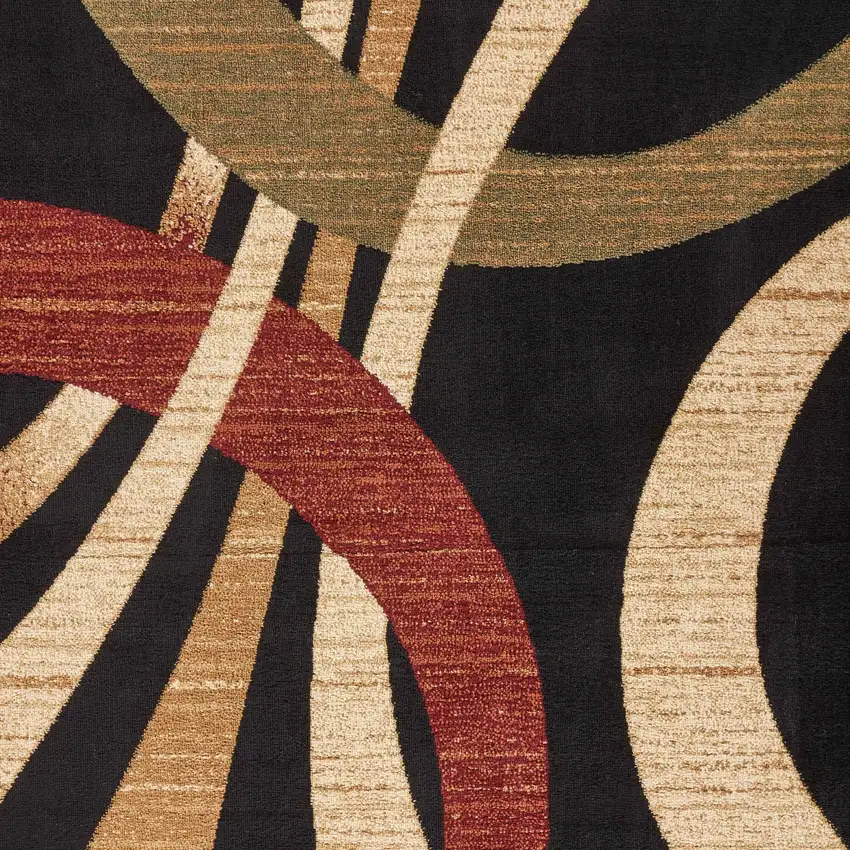 Black Abstract Geometric Area Rug Photo 6