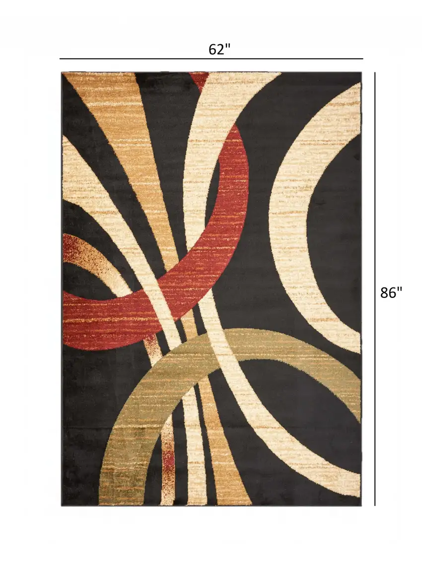 Black Abstract Geometric Area Rug Photo 3