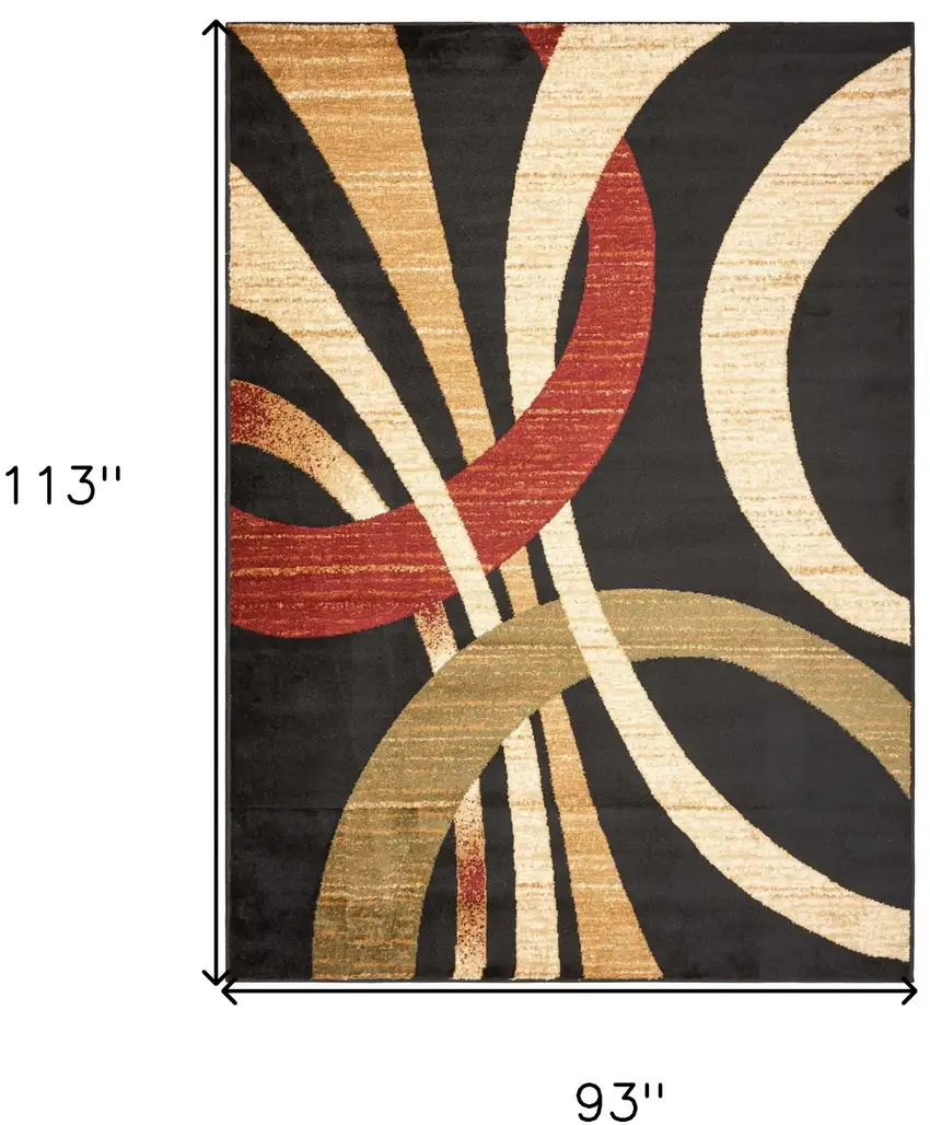 Black Abstract Geometric Area Rug Photo 3