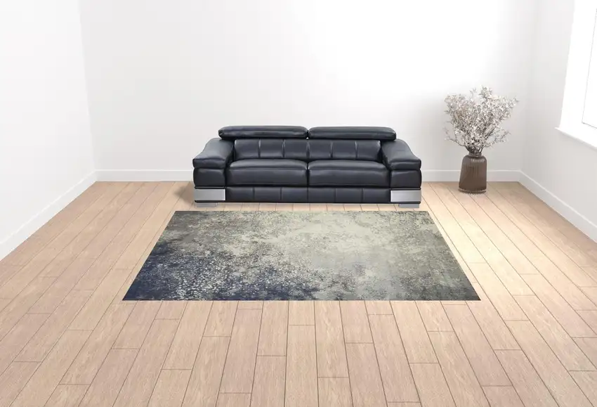 Black Abstract Power Loom Area Rug Photo 2