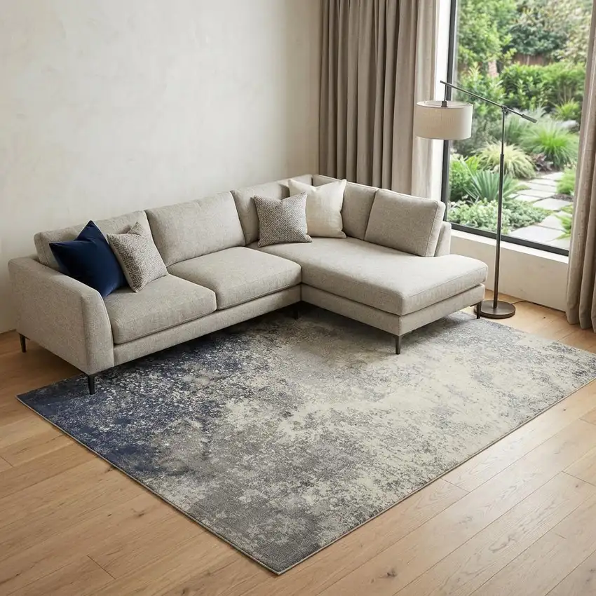 Black Abstract Power Loom Area Rug Photo 1