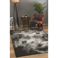 Photo of Black Abstract Power Loom Stain Resistant Area Rug