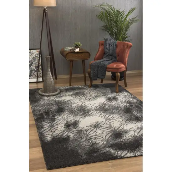 Black Abstract Power Loom Stain Resistant Area Rug Photo 1