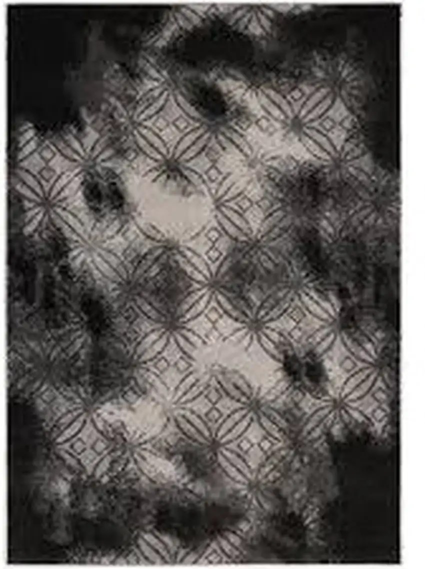 Black Abstract Power Loom Stain Resistant Area Rug Photo 4
