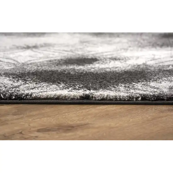 Black Abstract Power Loom Stain Resistant Area Rug Photo 11
