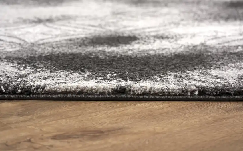 Black Abstract Power Loom Stain Resistant Area Rug Photo 11