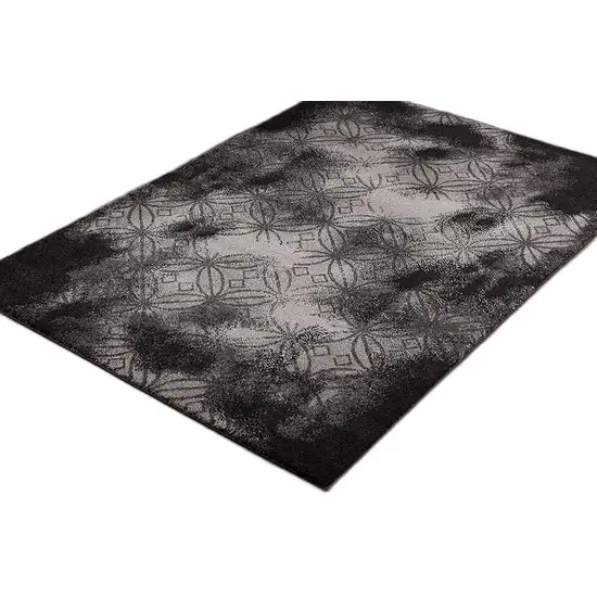Black Abstract Power Loom Stain Resistant Area Rug Photo 2