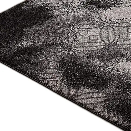Black Abstract Power Loom Stain Resistant Area Rug Photo 3