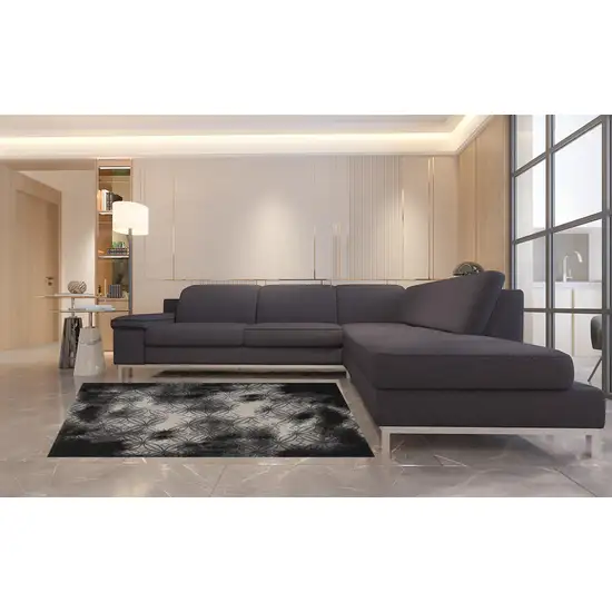 Black Abstract Power Loom Stain Resistant Area Rug Photo 4