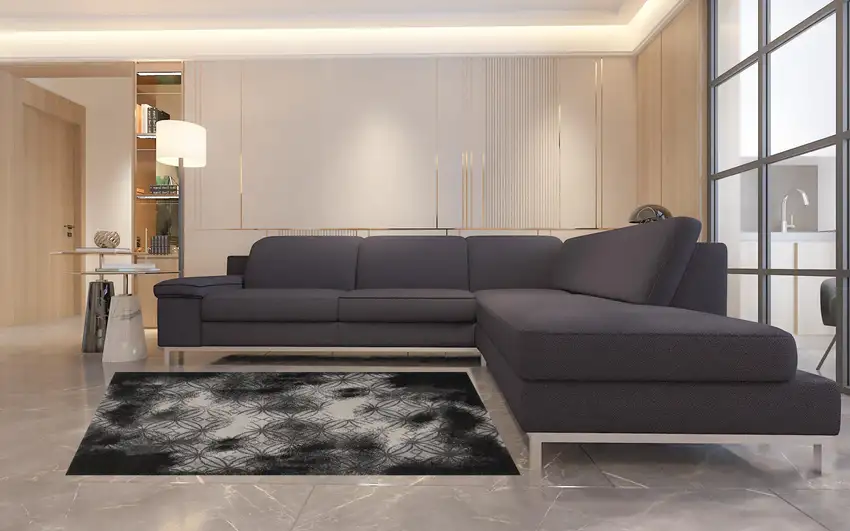 Black Abstract Power Loom Stain Resistant Area Rug Photo 4