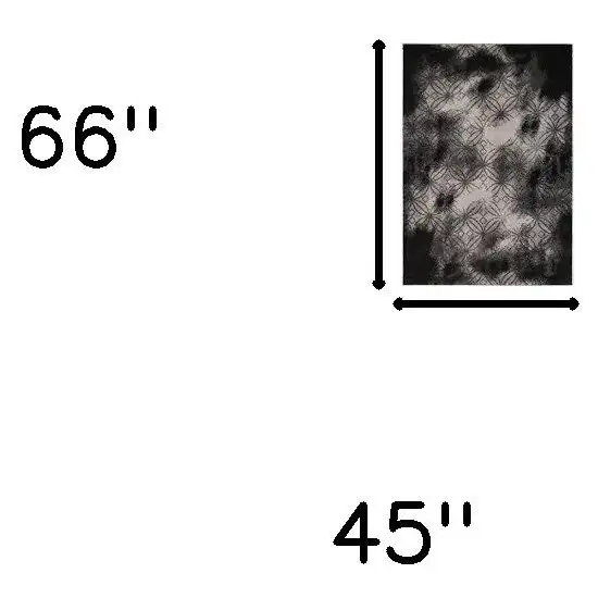 Black Abstract Power Loom Stain Resistant Area Rug Photo 7