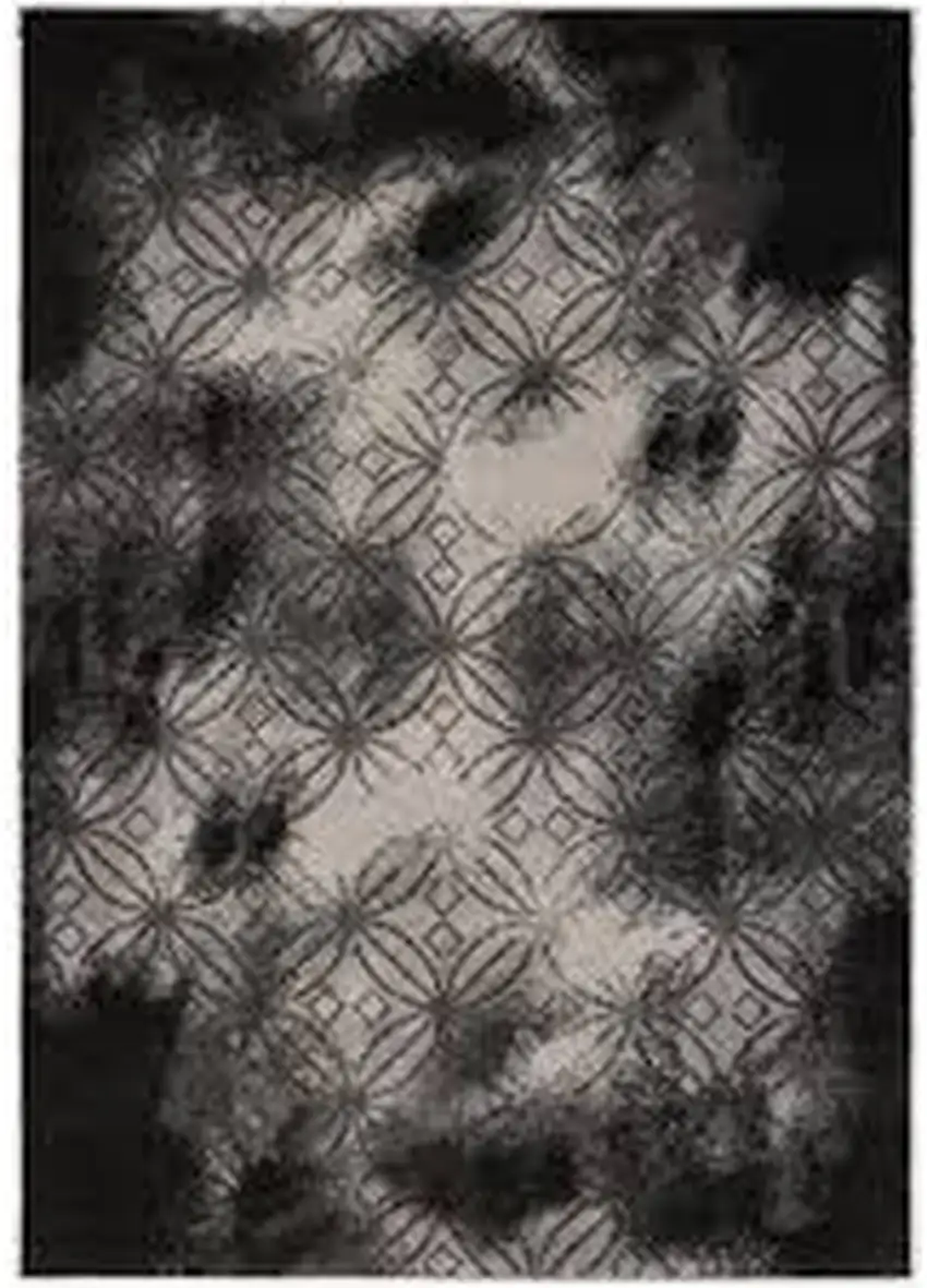 Black Abstract Power Loom Stain Resistant Area Rug Photo 1