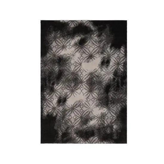Black Abstract Power Loom Stain Resistant Area Rug Photo 2
