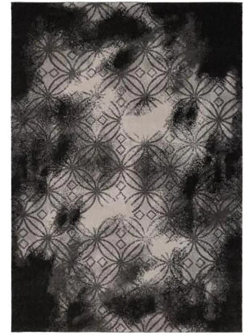 Black Abstract Power Loom Stain Resistant Area Rug Photo 2