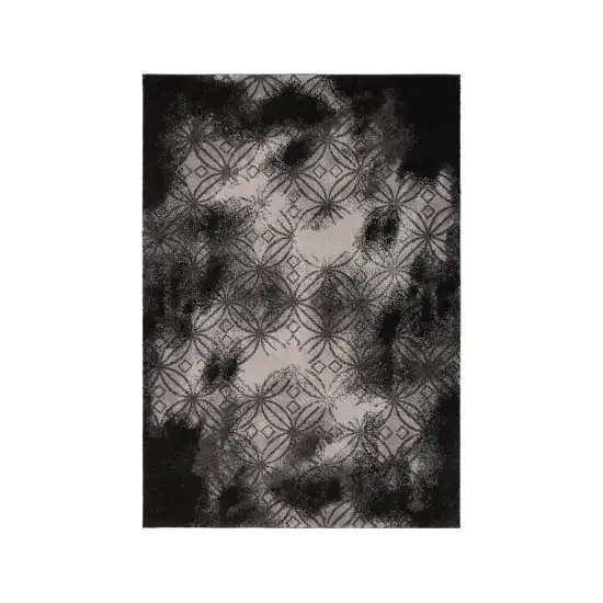 Black Abstract Power Loom Stain Resistant Area Rug Photo 1