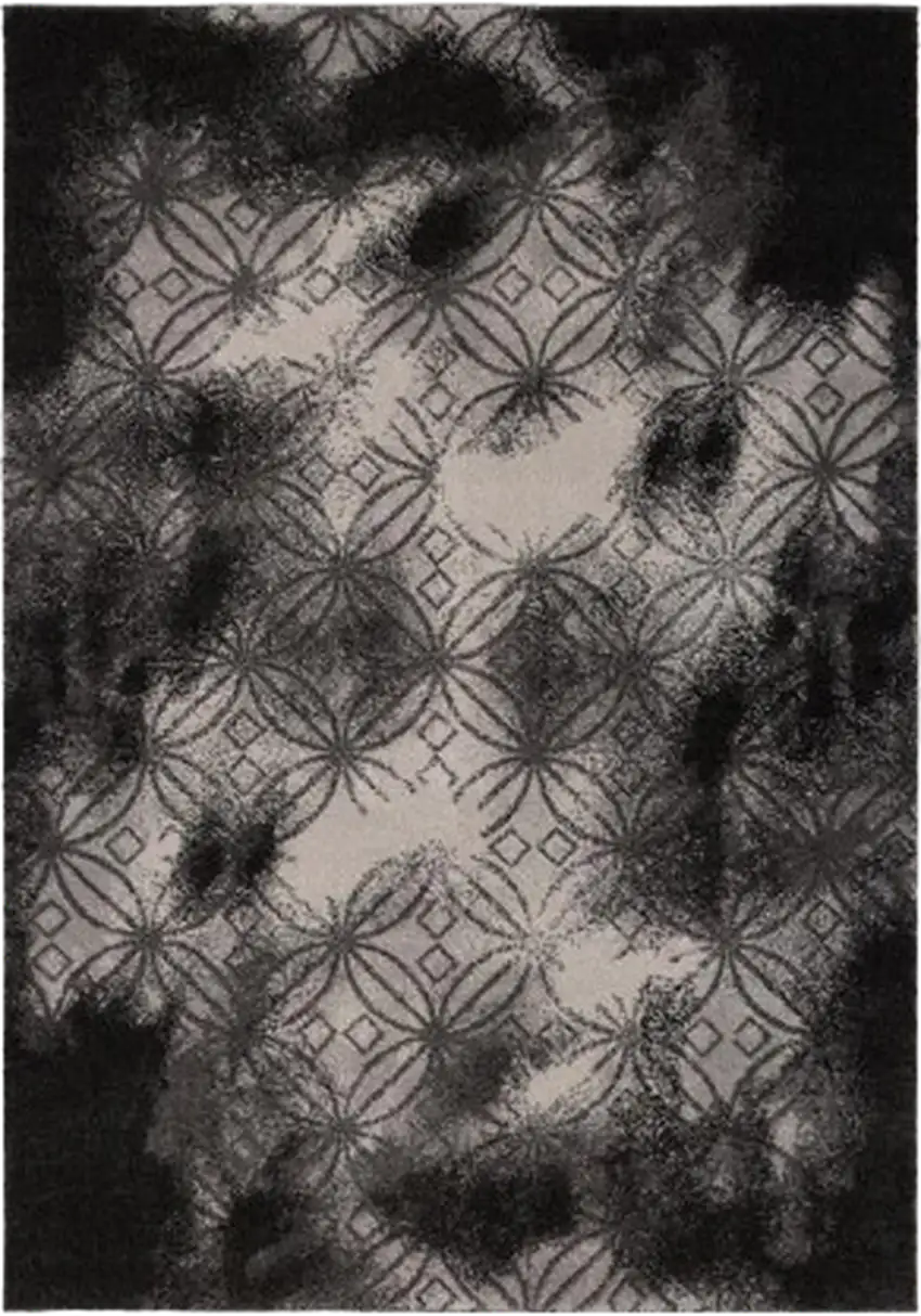 Black Abstract Power Loom Stain Resistant Area Rug Photo 1