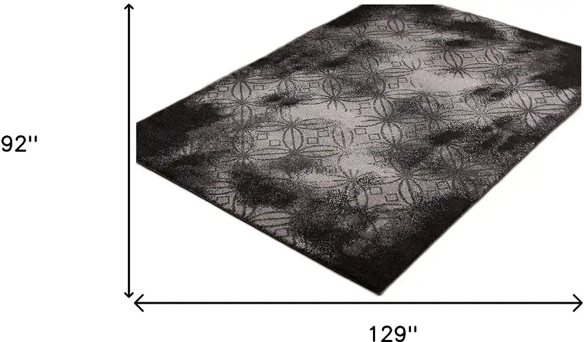 Black Abstract Power Loom Stain Resistant Area Rug Photo 6