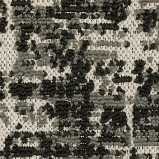 Beige and Black Abstract Stain Resistant Indoor Outdoor Area Rug Photo 5