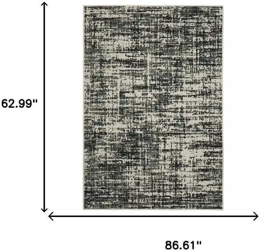 Beige and Black Abstract Stain Resistant Indoor Outdoor Area Rug Photo 6