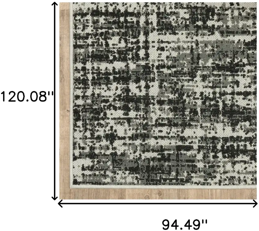Black Abstract Stain Resistant Indoor Outdoor Area Rug Photo 8