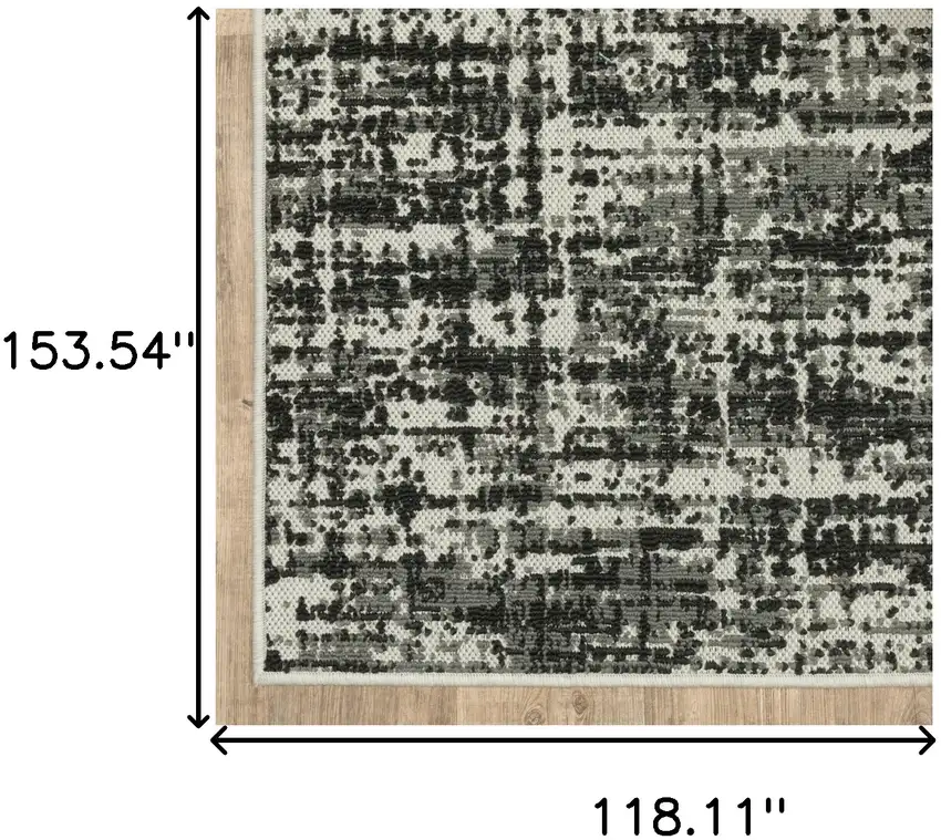 Black Abstract Stain Resistant Indoor Outdoor Area Rug Photo 8