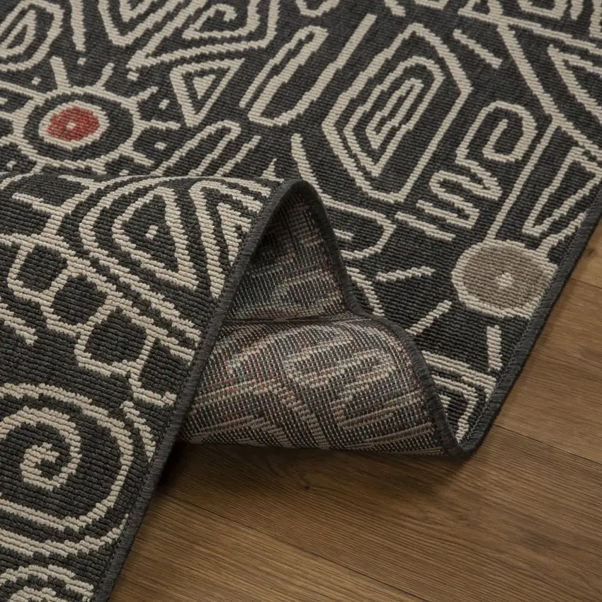 Black And Beige Abstract Area Rug Photo 5