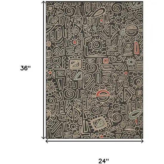 Black And Beige Abstract Area Rug Photo 3