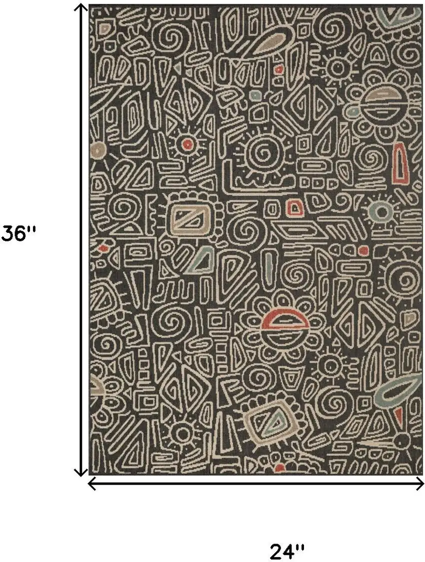 Black And Beige Abstract Area Rug Photo 3