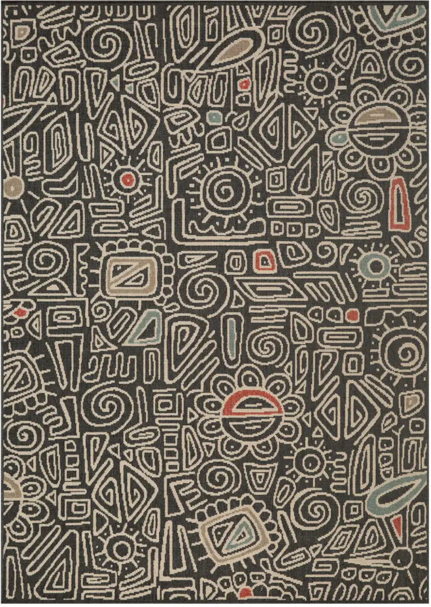 Black And Beige Abstract Area Rug Photo 2