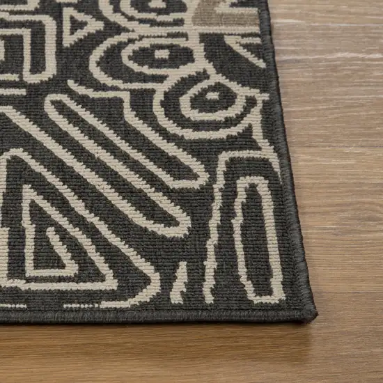 Black And Beige Abstract Area Rug Photo 7