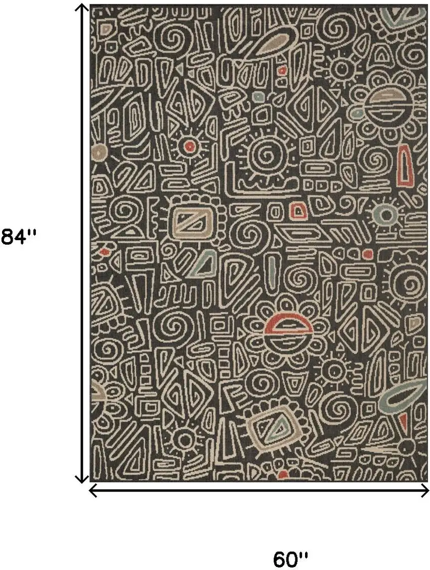 Black And Beige Abstract Area Rug Photo 3