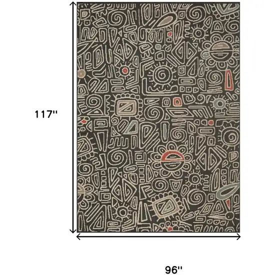 Black And Beige Abstract Area Rug Photo 3