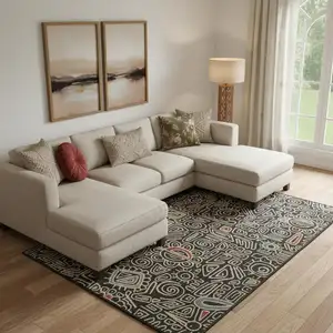 Photo of Black And Beige Abstract Area Rug