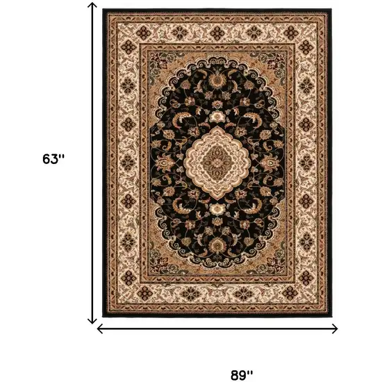 Black And Beige Abstract Area Rug Photo 3