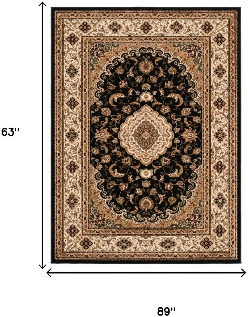 Black And Beige Abstract Area Rug Photo 3