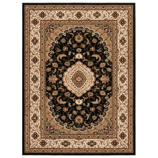Black And Beige Abstract Area Rug Photo 2