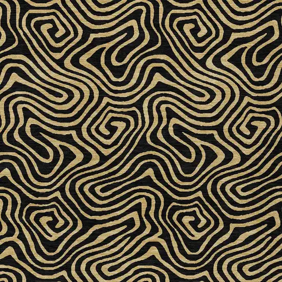 Black And Beige Abstract Washable Indoor Outdoor Area Rug Photo 6