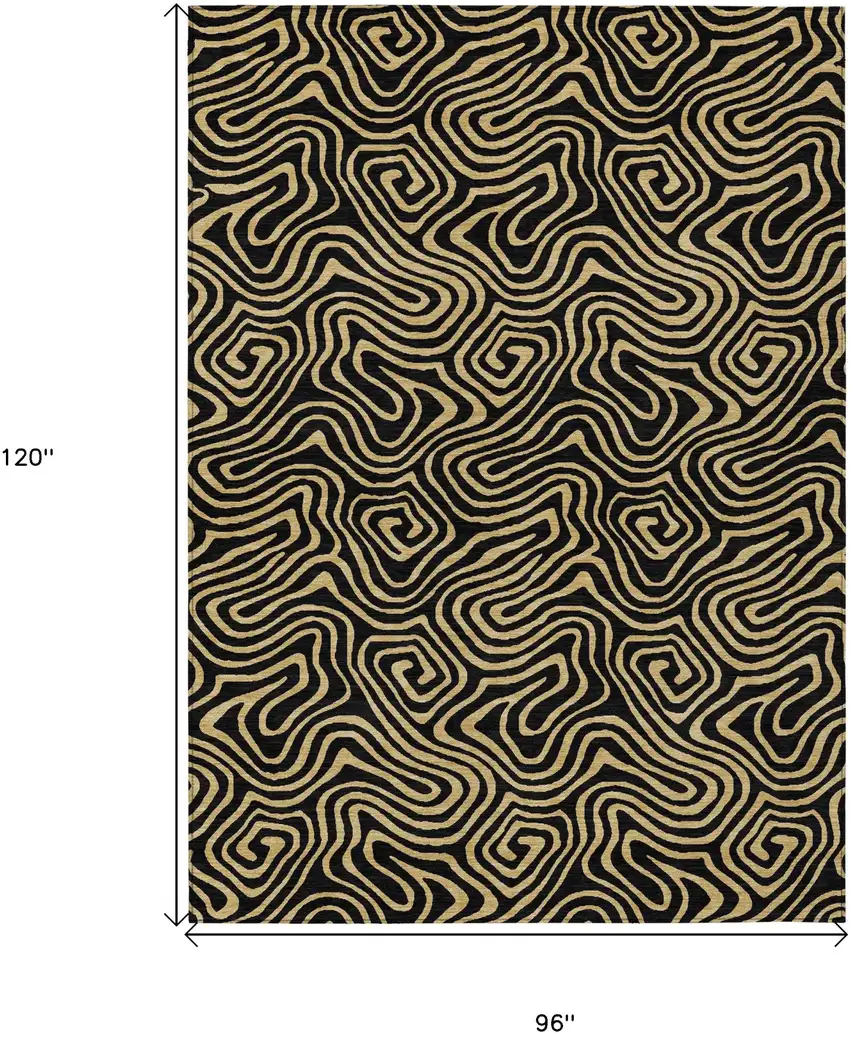 Black And Beige Abstract Washable Indoor Outdoor Area Rug Photo 3