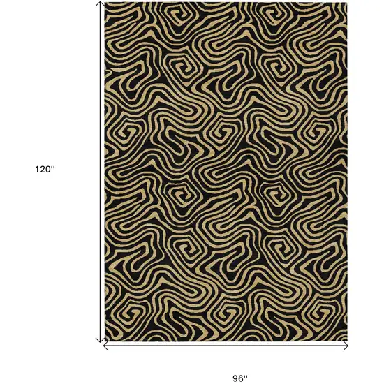 Black And Beige Abstract Washable Indoor Outdoor Area Rug Photo 3