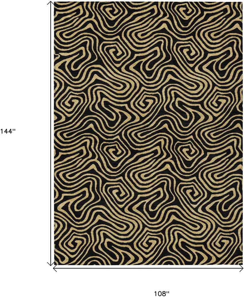 Black And Beige Abstract Washable Indoor Outdoor Area Rug Photo 3