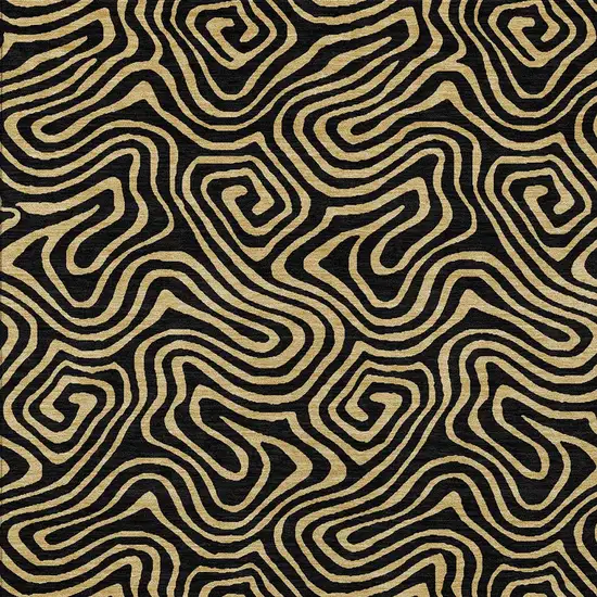 Black And Beige Abstract Washable Indoor Outdoor Area Rug Photo 6