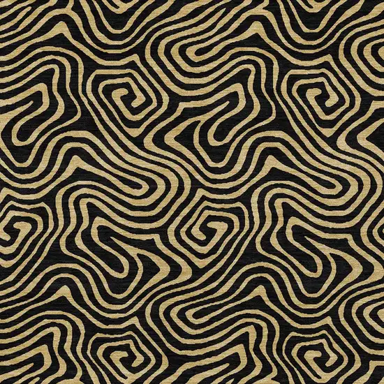 Black And Beige Abstract Washable Indoor Outdoor Area Rug Photo 4