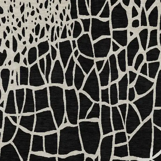 Black And Beige Abstract Washable Indoor Outdoor Area Rug Photo 6