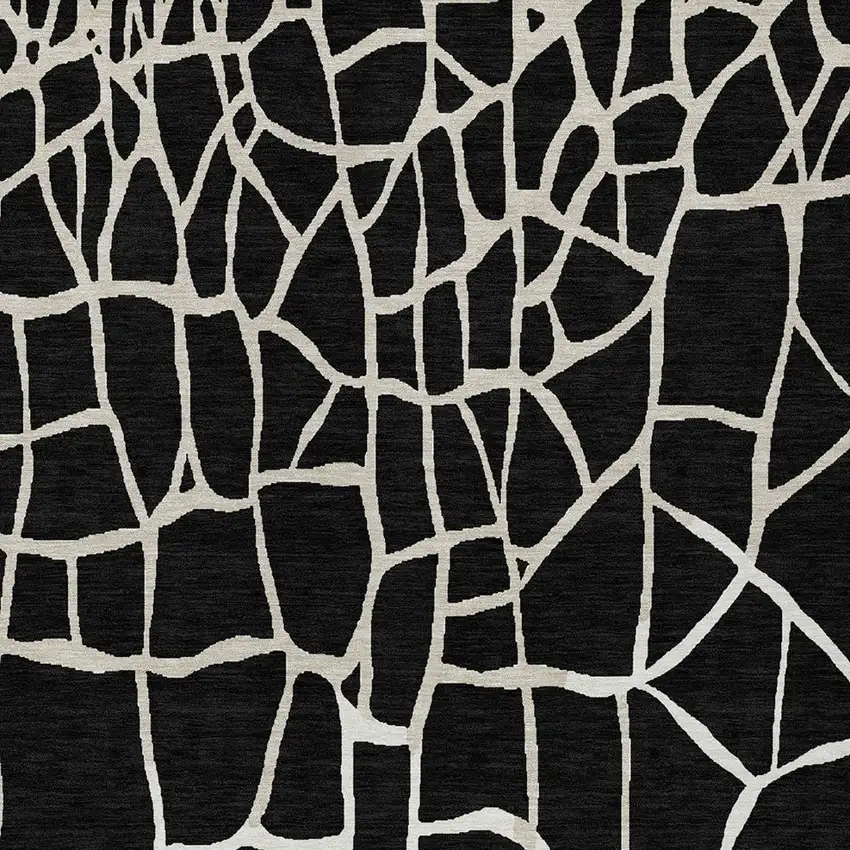 Black And Beige Abstract Washable Indoor Outdoor Area Rug Photo 6