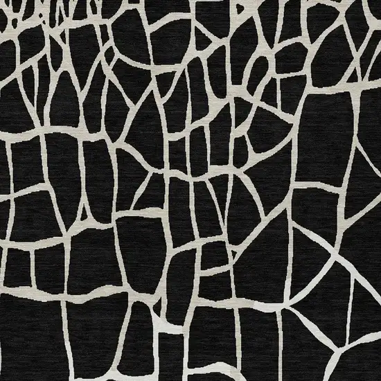 Black And Beige Abstract Washable Indoor Outdoor Area Rug Photo 6