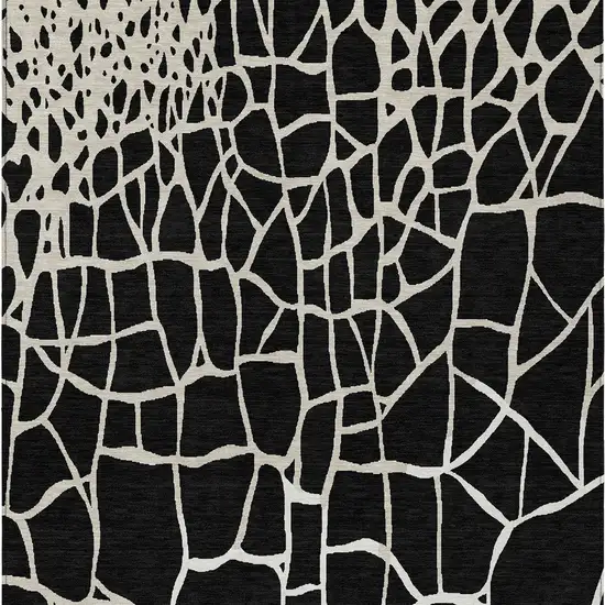 Black And Beige Abstract Washable Indoor Outdoor Area Rug Photo 7