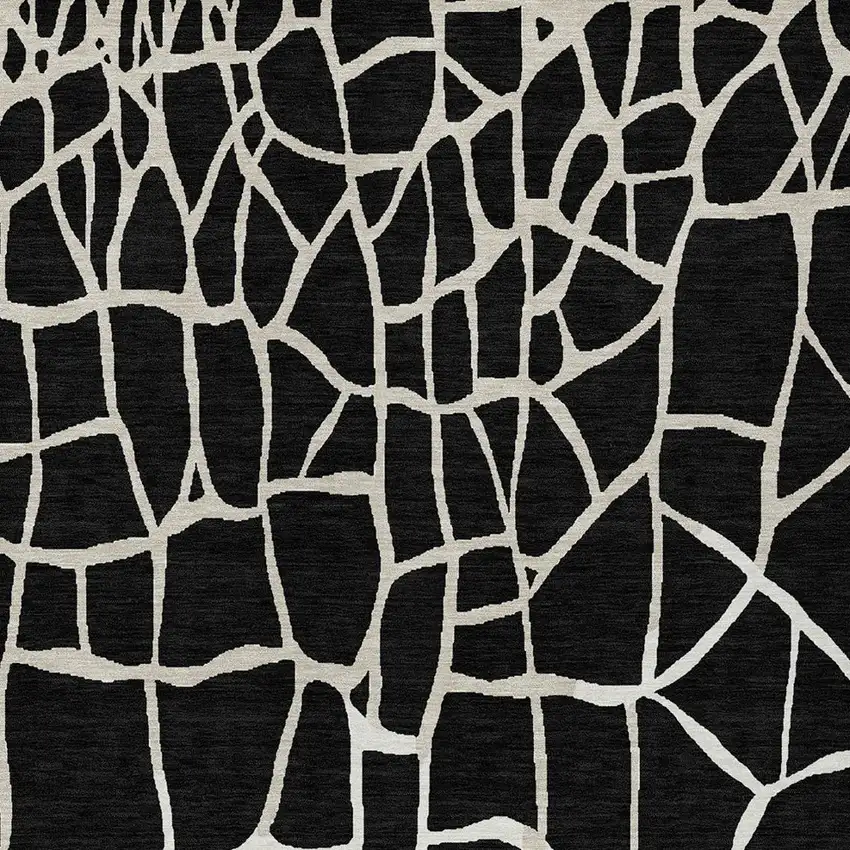 Black And Beige Abstract Washable Indoor Outdoor Area Rug Photo 6