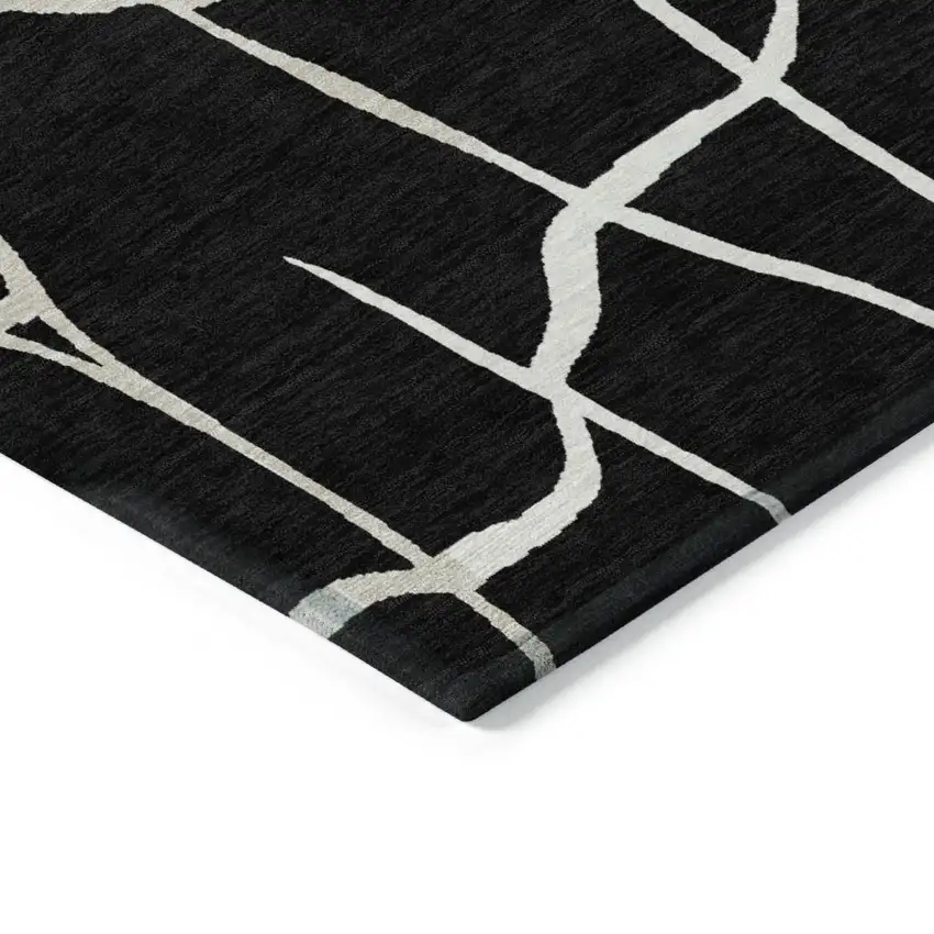 Black And Beige Abstract Washable Indoor Outdoor Area Rug Photo 3