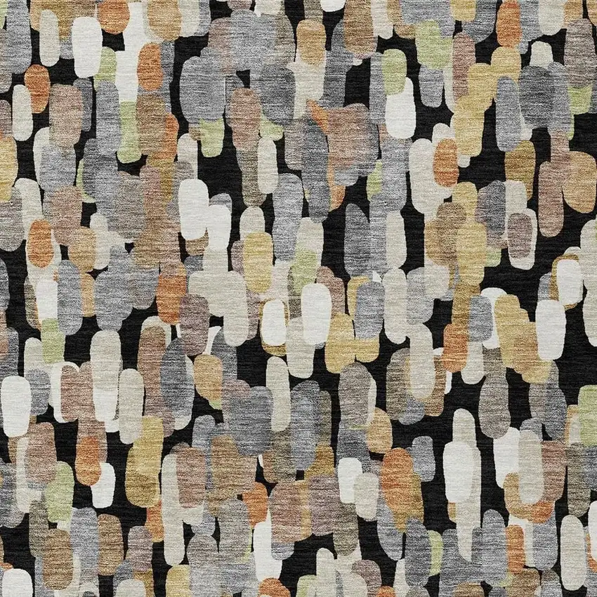 Black And Beige Abstract Washable Indoor Outdoor Area Rug Photo 2